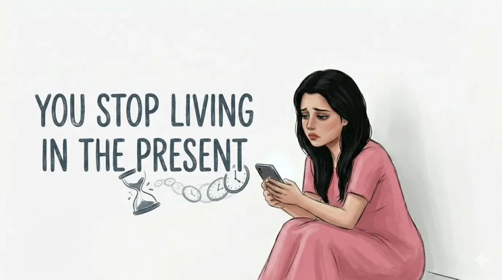 illustration of person checking phone waiting for message